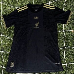 adidas Black and Gold Mexico Football Jersey